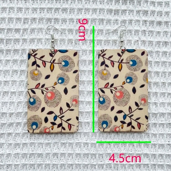 🍉5 for $25* Wooden Dandelion Print Earrings - Picture 2 of 5